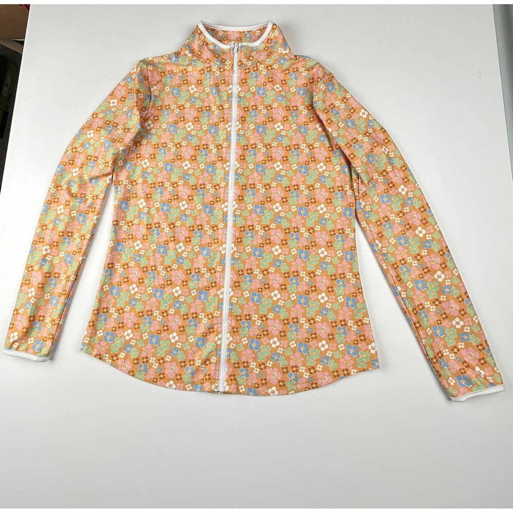 Smith & Quinn Weezie Women's Orange Floral Print Full Zip Jacket Size S‎